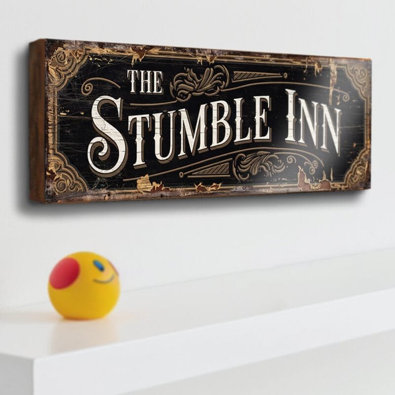 The Stumble Inn - retro styled pub name sign