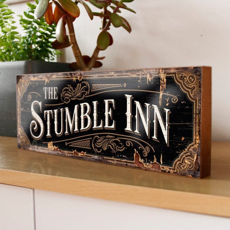 The Stumble Inn - retro styled pub name sign